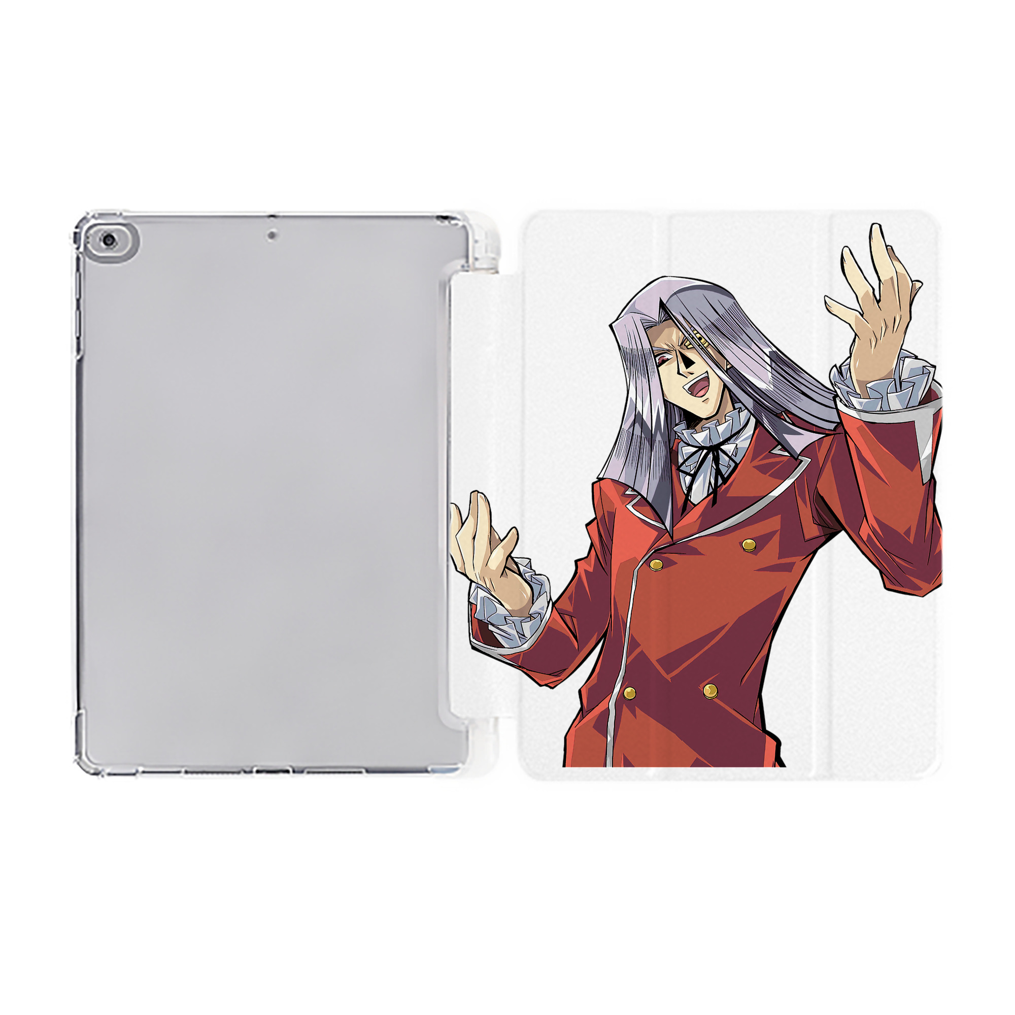 （画像用） 遊☆戯☆王 Yu-Gi-Oh! IPad ケース ペン収納付き 三つ折りスタンド PUレザー×シリコン 対応機種9.5/10.5/10.9インチ
